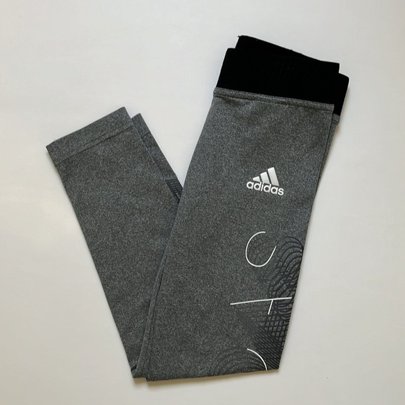 Adidas Size 7 8 Dark Gray Athletic Leggings Sports Athleisure Exercise Pants - Picture 1 of 8